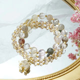 Buddha Padmasana Rose Quartz Elephant Healing Energy Charm Bracelet