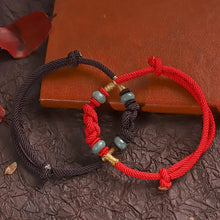 Load image into Gallery viewer, Buddha Padmasana Red String Jade Luck Fortune Knot Braided Couple Bracelet Buddha padmasana