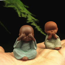 Load image into Gallery viewer, Buddha Padmasana Four Little Monks in purple clay style Buddha padmasana