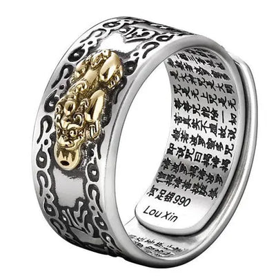 Buddha Padmasana Feng Shui Pixiu Mantra Ring - Wealth & Protection Buddha padmasana