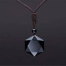 Load image into Gallery viewer, Buddha Padmasana Black Obsidian Talisman - Necklace for Protection Buddha padmasana