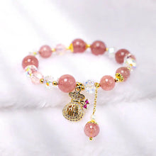 Load image into Gallery viewer, Buddha Padmasana Natural Strawberry Quartz Crystal Money Bag Charm Positive Bracelet - Buddha padmasana