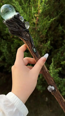 Forest Moonlight Crystal Sphere Wand Buddha padmasana