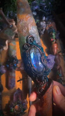 Labradorite Aurora Ritual Blade Buddha padmasana