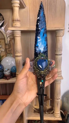 Obsidian Twilight Ankh Ritual Dagger Buddha padmasana