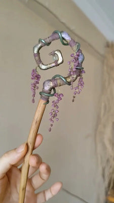 Wisteria Vine & Star Ring Handcrafted Wand (2-in-1 Hairpin)