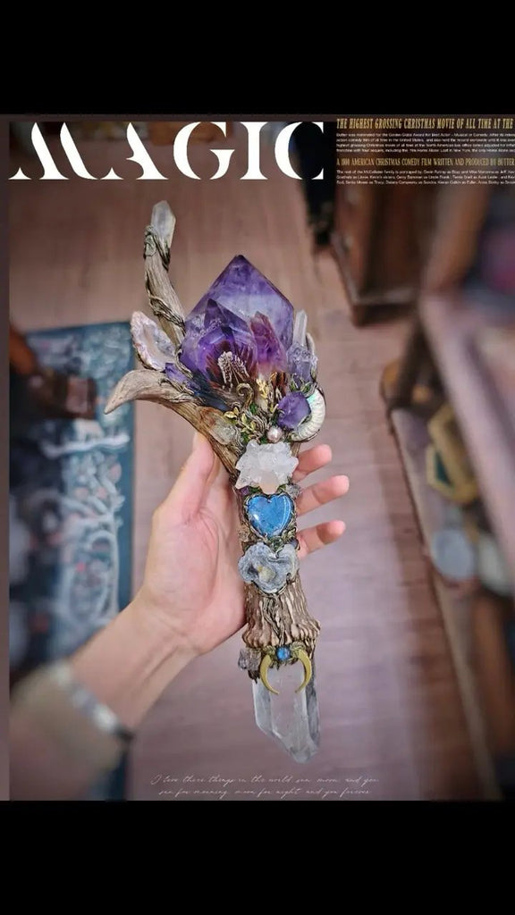 Resonance with All Amethyst Antler Spiritual Scepter Buddha padmasana
