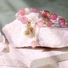 Load image into Gallery viewer, Buddha Padmasana Natural Strawberry Quartz Crystal Money Bag Charm Positive Bracelet - Buddha padmasana