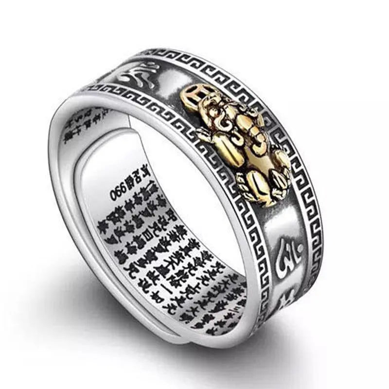 Buddha Padmasana Feng Shui Pixiu Mantra Ring - Wealth & Protection Buddha padmasana