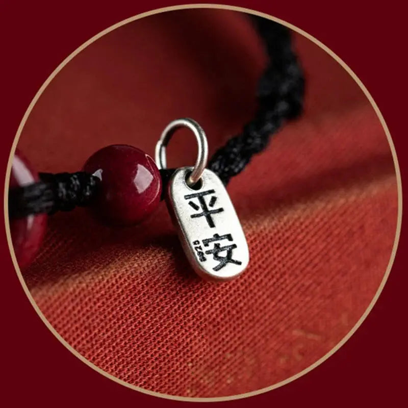 Buddha Padmasana Handmade Cinnabar Peace Buckle Safe and Healthy Charm Blessing String Bracelet Anklet Buddha padmasana