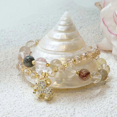 Buddha Padmasana Rose Quartz Elephant Healing Energy Charm Bracelet Buddha padmasana