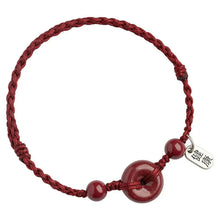 Load image into Gallery viewer, Buddha Padmasana Handmade Cinnabar Peace Buckle Safe and Healthy Charm Blessing String Bracelet Anklet Buddha padmasana