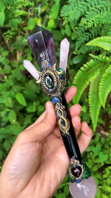 Amethyst Serpent & Luna Emerald Wand Buddha padmasana