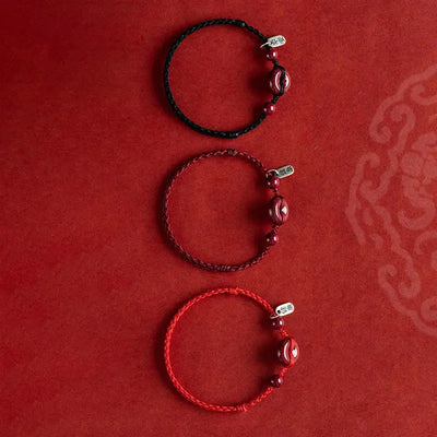 Buddha Padmasana Handmade Cinnabar Peace Buckle Safe and Healthy Charm Blessing String Bracelet Anklet Buddha padmasana