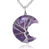 Buddha Padmasana Natural Quartz Crystal Moon Tree Of Life Healing Energy Necklace Pendant