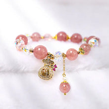 Load image into Gallery viewer, Love Healing Natural Strawberry Quartz Crystal Money Bag Charm Positive Bracelet Buddha padmasana