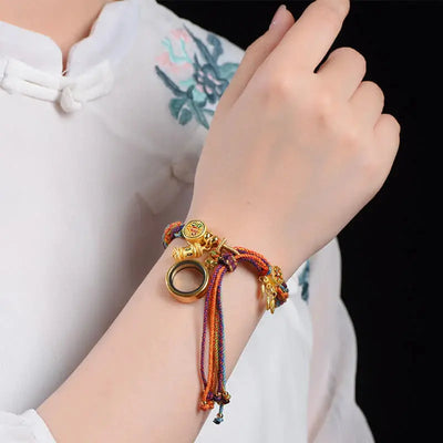 Buddha Padmasana Tibetan Om Mani Padme Hum Dreamcatcher Luck Colorful Reincarnation Knot String Bracelet Buddha padmasana