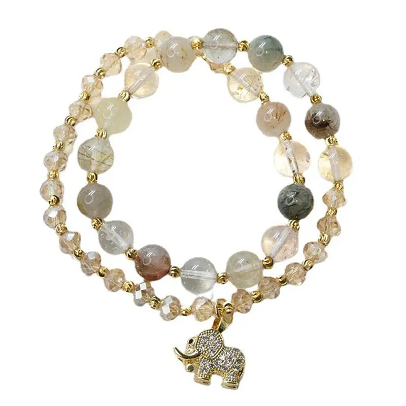 Buddha Padmasana Rose Quartz Elephant Healing Energy Charm Bracelet Buddha padmasana