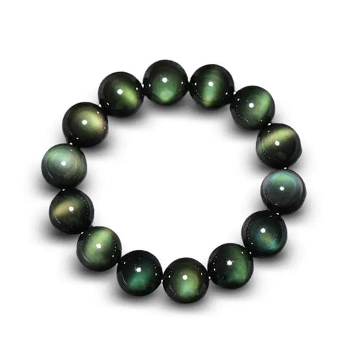 Buddha Padmasana Natural Green Eye Obsidian Wealth Bracelet - Buddha padmasana