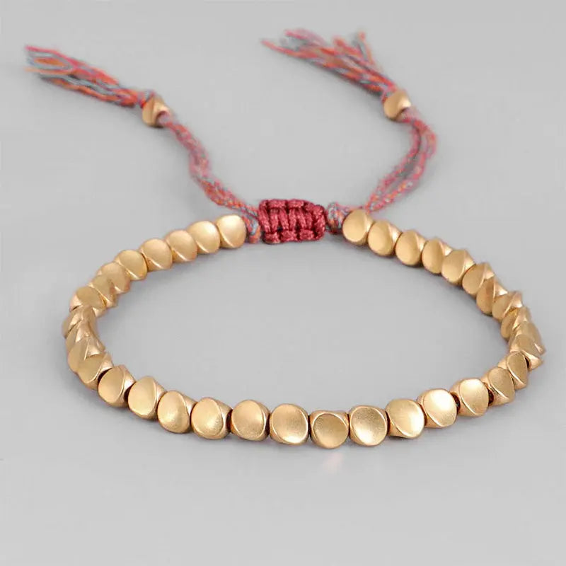 Buddha Padmasana Tibetan Copper Beads Healing Luck Bracelet - Buddha padmasana