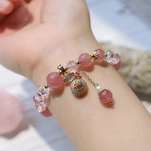 Load image into Gallery viewer, Buddha Padmasana Natural Strawberry Quartz Crystal Money Bag Charm Positive Bracelet - Buddha padmasana