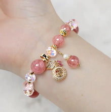Load image into Gallery viewer, Love Healing Natural Strawberry Quartz Crystal Money Bag Charm Positive Bracelet Buddha padmasana
