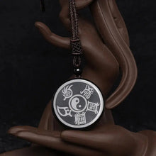 Load image into Gallery viewer, Buddha Padmasana Black Obsidian Taoism Five Sacred Mountains Nine-Character Mantra Carved Purification Yin Yang Necklace Pendant Buddha padmasana
