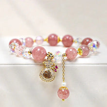 Load image into Gallery viewer, Buddha Padmasana Natural Strawberry Quartz Crystal Money Bag Charm Positive Bracelet - Buddha padmasana