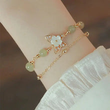 Load image into Gallery viewer, Buddha Padmasana 14K Gold Plated Jade Butterfly Tridacna Stone Flower Double Layer Luck Bracelet - Buddha padmasana