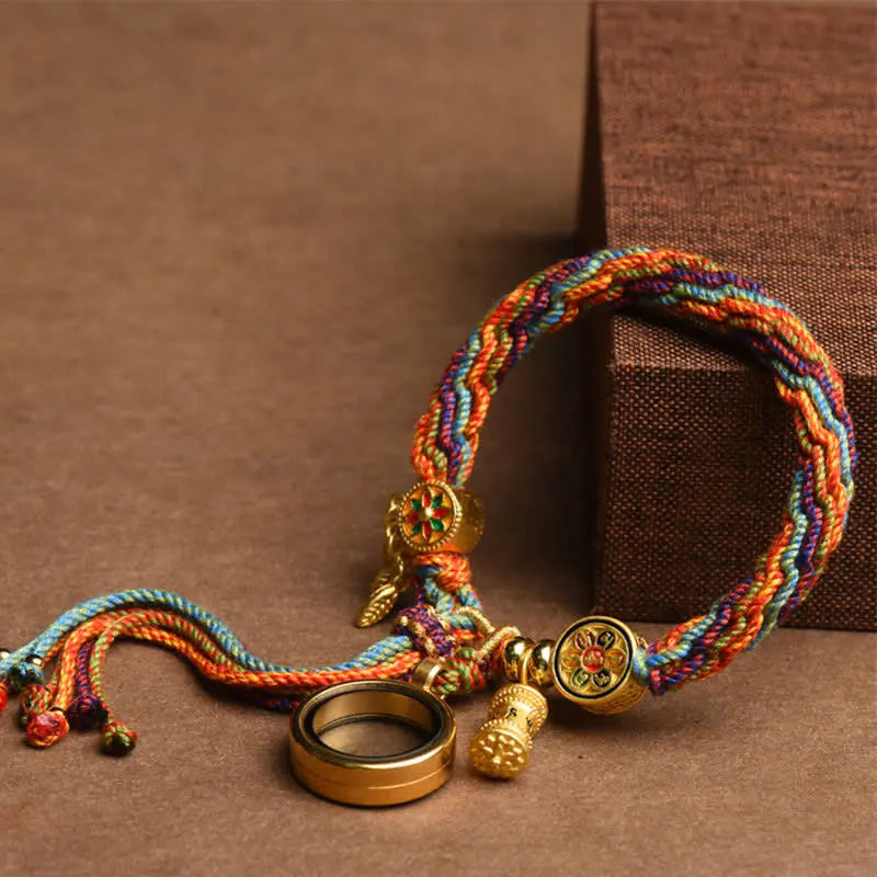 Buddha Padmasana Tibetan Om Mani Padme Hum Dreamcatcher Luck Colorful Reincarnation Knot String Bracelet Buddha padmasana