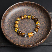 Load image into Gallery viewer, Buddha Padmasana Tiger Eye Bead Fortune Prosperity Bracelet - Buddha padmasana