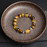 Buddha Padmasana Tiger Eye Bead Fortune Prosperity Bracelet