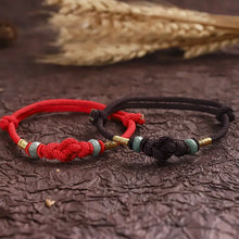 Load image into Gallery viewer, Buddha Padmasana Red String Jade Luck Fortune Knot Braided Couple Bracelet Buddha padmasana
