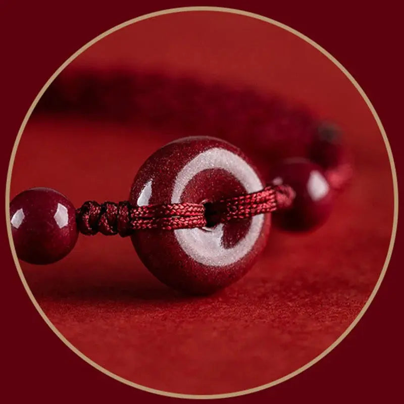 Buddha Padmasana Handmade Cinnabar Peace Buckle Safe and Healthy Charm Blessing String Bracelet Anklet Buddha padmasana