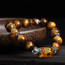 Load image into Gallery viewer, Buddha Padmasana Tiger Eye Bead Fortune Prosperity Bracelet - Buddha padmasana