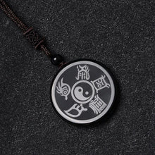Load image into Gallery viewer, Buddha Padmasana Black Obsidian Taoism Five Sacred Mountains Nine-Character Mantra Carved Purification Yin Yang Necklace Pendant Buddha padmasana