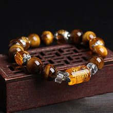 Load image into Gallery viewer, Buddha Padmasana Tiger Eye Bead Fortune Prosperity Bracelet - Buddha padmasana
