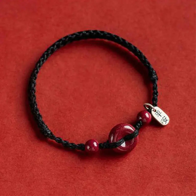 Buddha Padmasana Handmade Cinnabar Peace Buckle Safe and Healthy Charm Blessing String Bracelet Anklet Buddha padmasana