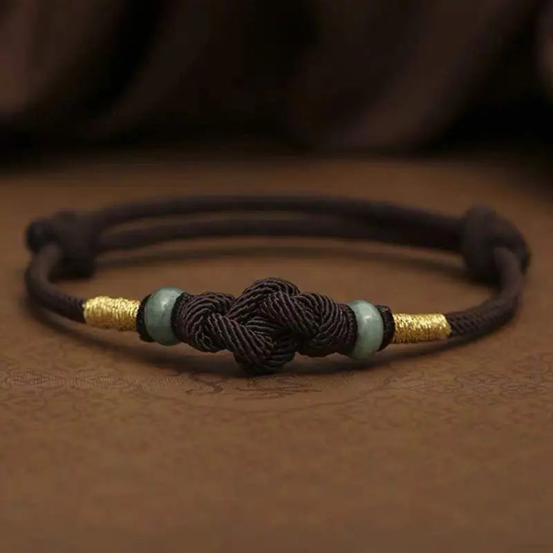 Buddha Padmasana Red String Jade Luck Fortune Knot Braided Couple Bracelet Buddha padmasana