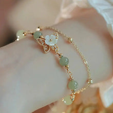 Load image into Gallery viewer, Buddha Padmasana 14K Gold Plated Jade Butterfly Tridacna Stone Flower Double Layer Luck Bracelet - Buddha padmasana