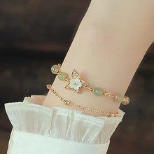 Load image into Gallery viewer, Buddha Padmasana 14K Gold Plated Jade Butterfly Tridacna Stone Flower Double Layer Luck Bracelet - Buddha padmasana