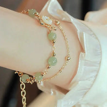 Load image into Gallery viewer, Buddha Padmasana 14K Gold Plated Jade Butterfly Tridacna Stone Flower Double Layer Luck Bracelet - Buddha padmasana