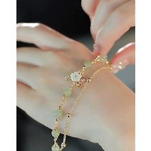 Load image into Gallery viewer, Buddha Padmasana 14K Gold Plated Jade Butterfly Tridacna Stone Flower Double Layer Luck Bracelet - Buddha padmasana