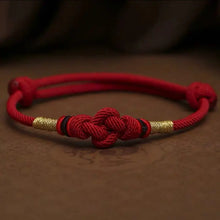 Load image into Gallery viewer, Buddha Padmasana Red String Jade Luck Fortune Knot Braided Couple Bracelet Buddha padmasana