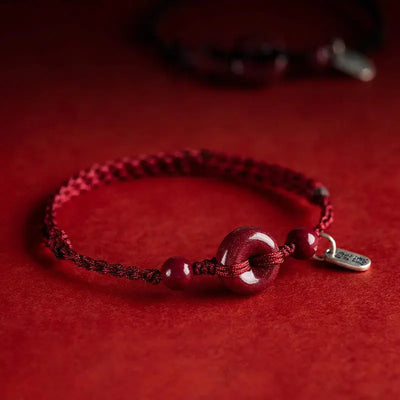 Buddha Padmasana Handmade Cinnabar Peace Buckle Safe and Healthy Charm Blessing String Bracelet Anklet Buddha padmasana