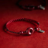 Luck2025 Buddha Padmasana Handmade Cinnabar Peace Buckle Safe and Healthy Charm Blessing String Bracelet Anklet