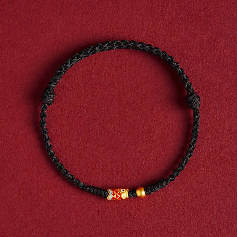 Buddha Padmasana 925 Sterling Silver Handmade Koi Fish Wealth Success Braided Rope Bracelet Buddha padmasana