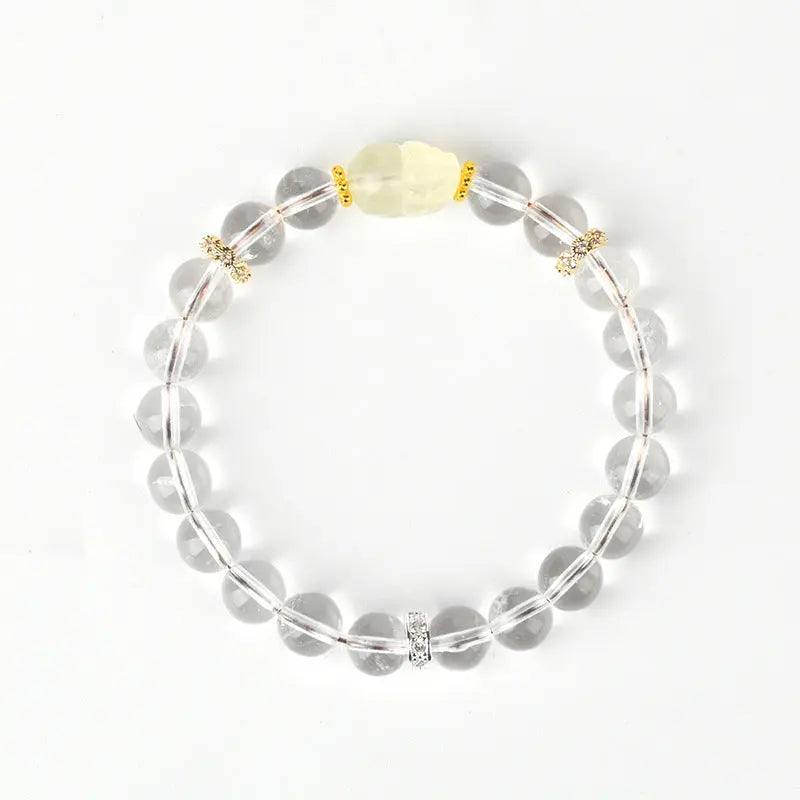Buddha Padmasana Clear Quartz Pi Xiu handmade Bracelet Buddha padmasana