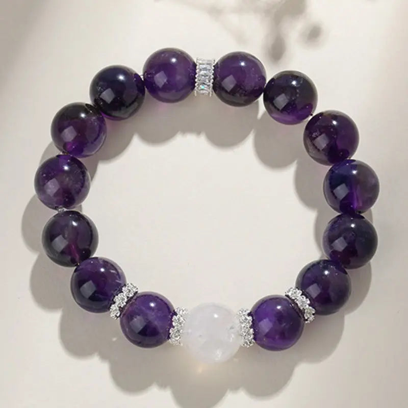 Buddha Padmasana Amethyst & White Phantom Quartz  Bracelet‌ Buddha padmasana