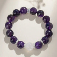 Load image into Gallery viewer, Buddha Padmasana Amethyst &amp; White Phantom Quartz  Bracelet‌ Buddha padmasana